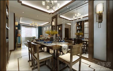 中海華山瓏城裝修,中海華山瓏城三居室新中式效果圖