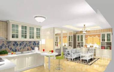 開放式的廚房，廚房與餐廳的隔斷柜怎么設計