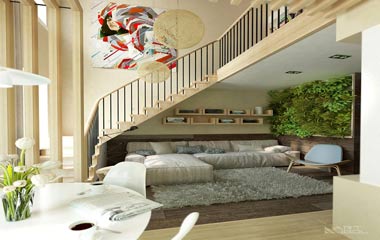 俄羅斯自然風挑高復式 清晰綠色舒適之家