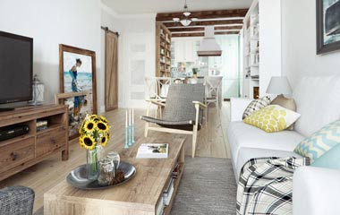 83平方米輕鄉村公寓一居室 淺色調優雅之家