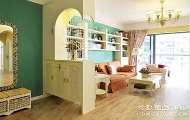 80平的田園風格 淡藍墻紙清新淡雅