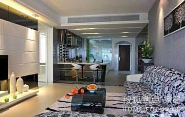 展示溫馨二居室設計 黑色花瓣裝飾